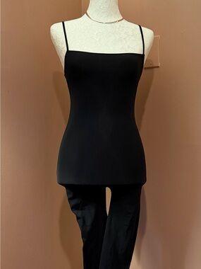Zara Black Slim Pants with Black Spaghetti-Strap Cami